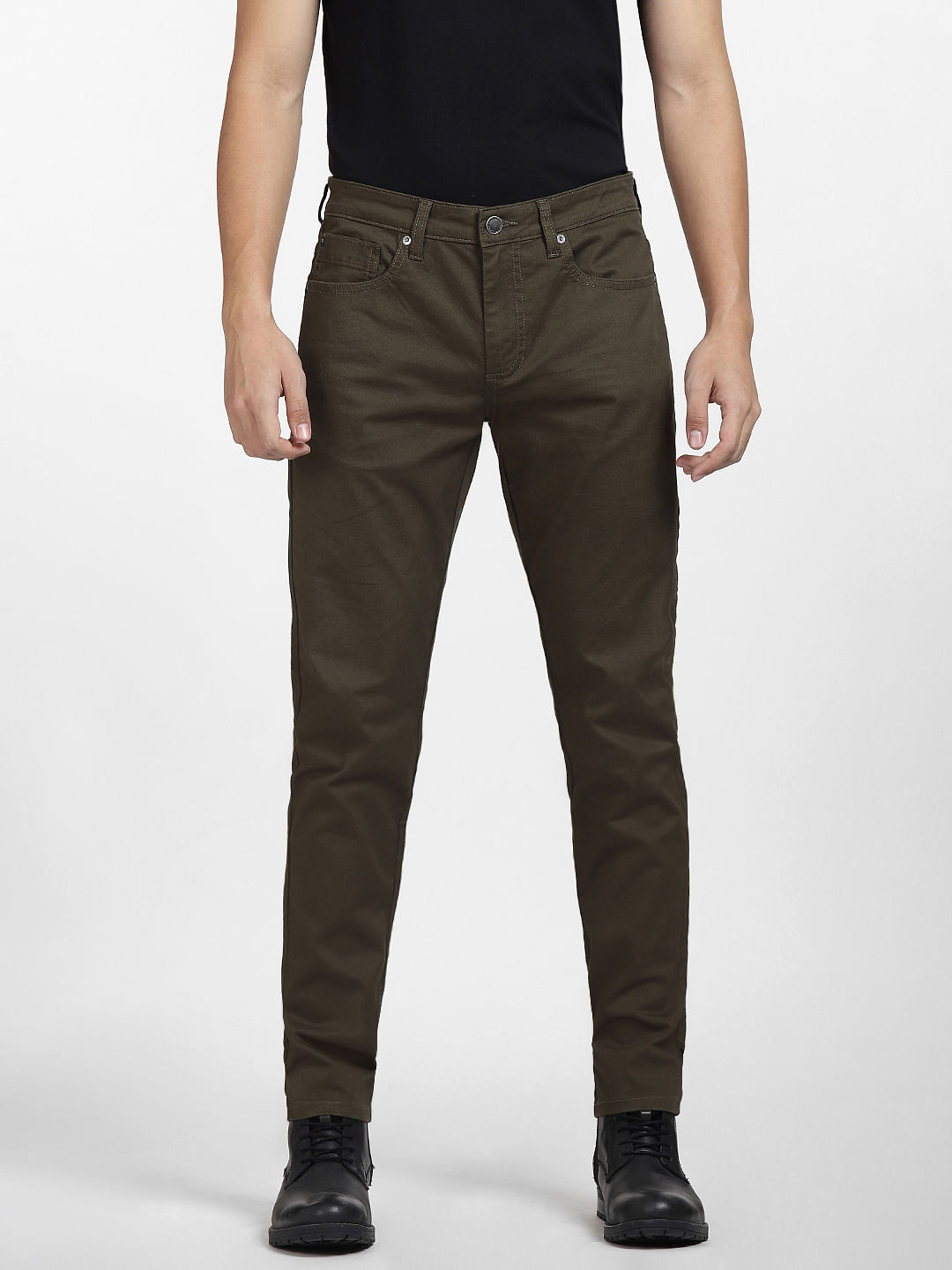 21 Mens Olive Green Tapered Leg Skinny Jeans 5 Pocket Pants 30x32 Slim Fit  New | eBay